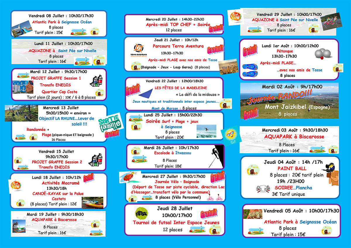 Espace jeunes - Programme d’Activités été 2022