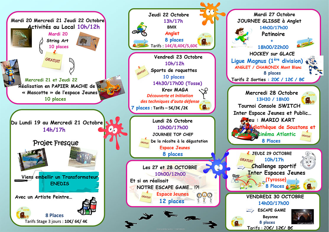 Espace jeunes - Programme d’Activités TOUSSAINT 2020