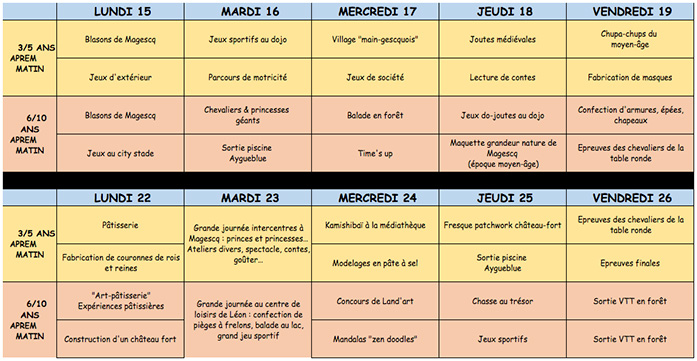 vacances d'hiver du lundi 15 au vendredi 26 février