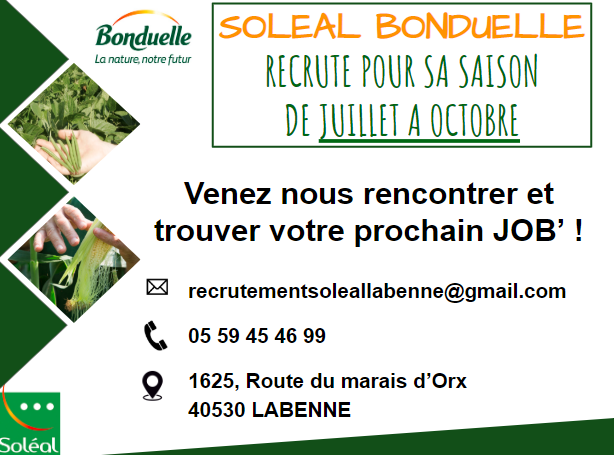 SOLEAL BONDUELLE - Campagne recrutement saison 2020