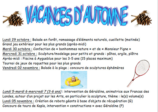 programme vacances d'automne