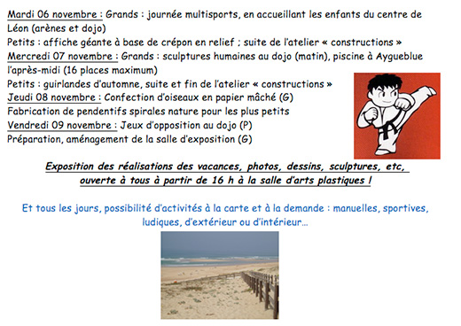 programme vacances d'automne